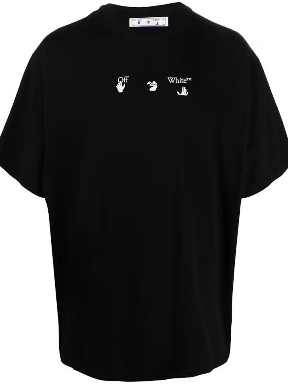 Off-White Black Tee with White Hand Logo Trio